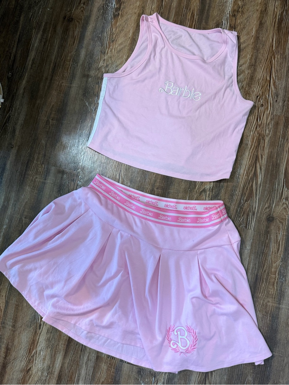 Barbie Pink Pleated tennis matching soft stretchy Skirt and top set